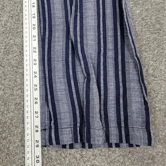 Merona Pants Womens Small Blue Striped Linen Blend Wide Leg Pull On Drawstring - Picture 6 of 11